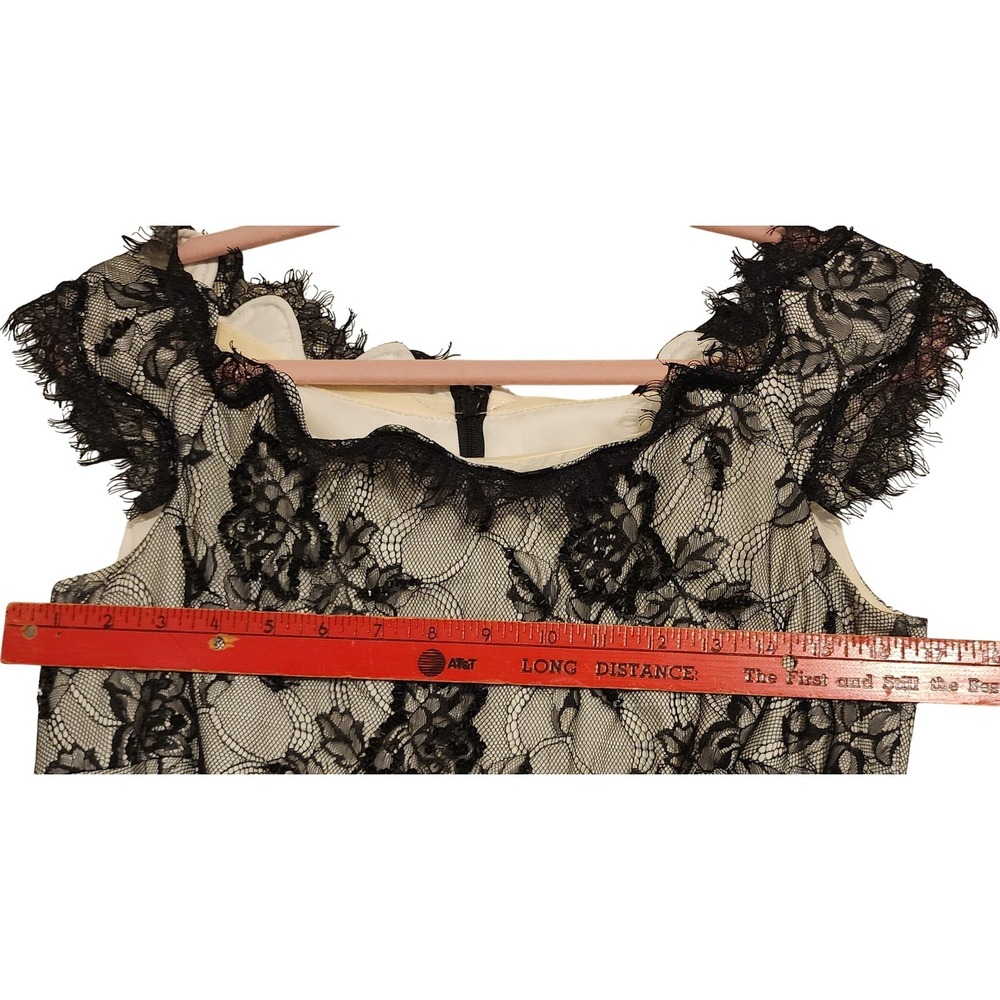 Tadashi Shoji Black Lace Ruched Sheath Dress Size 10 Elegant Evening Cocktail - Picture 6 of 10